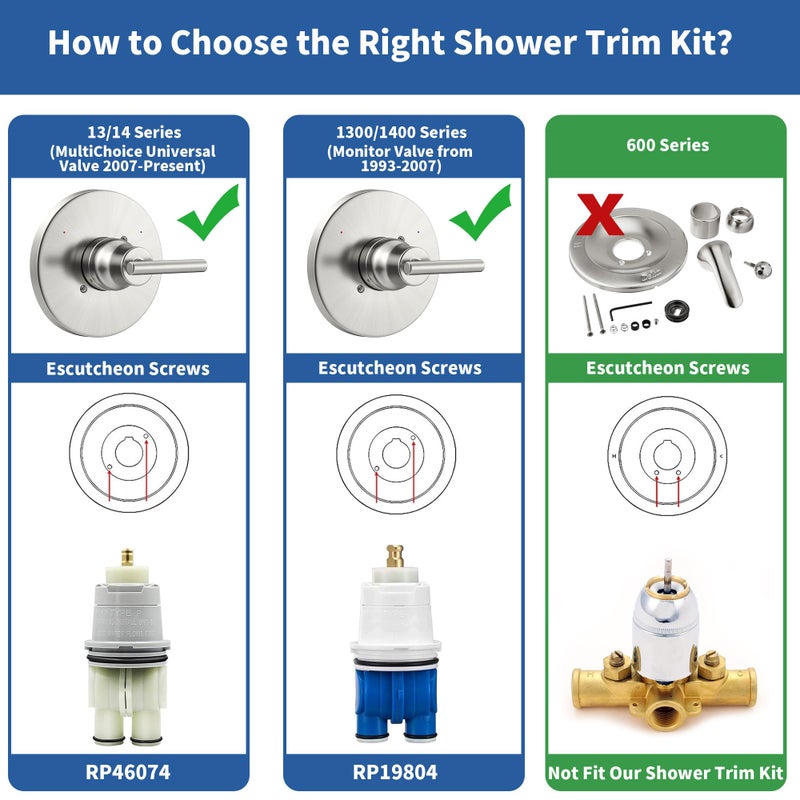 KANDENT Replacement for Delta Trinsic 14 Series Single-Function Shower Valve Trim Kit, Shower Handle, Brushed Nickel Shower Trim Kit T14059-SS (RP46074 Cartridge Included, Valve Not Included) - Image 2
